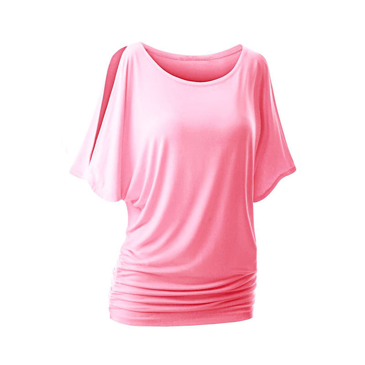 Dame afslappet oversized T-shirt med raffinerede flæsedetaljer Skovae