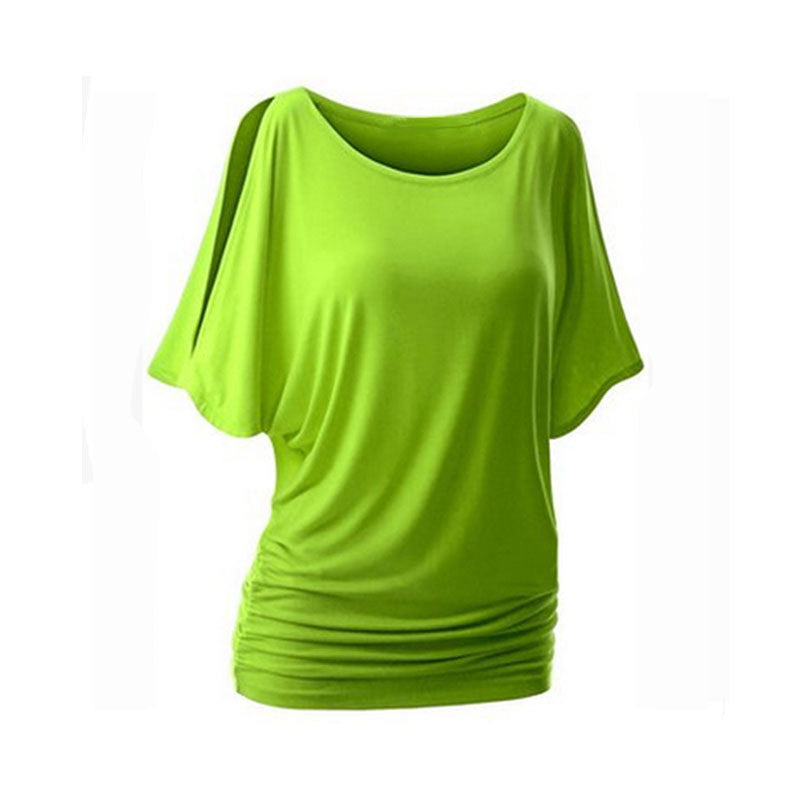 Dame afslappet oversized T-shirt med raffinerede flæsedetaljer Skovae