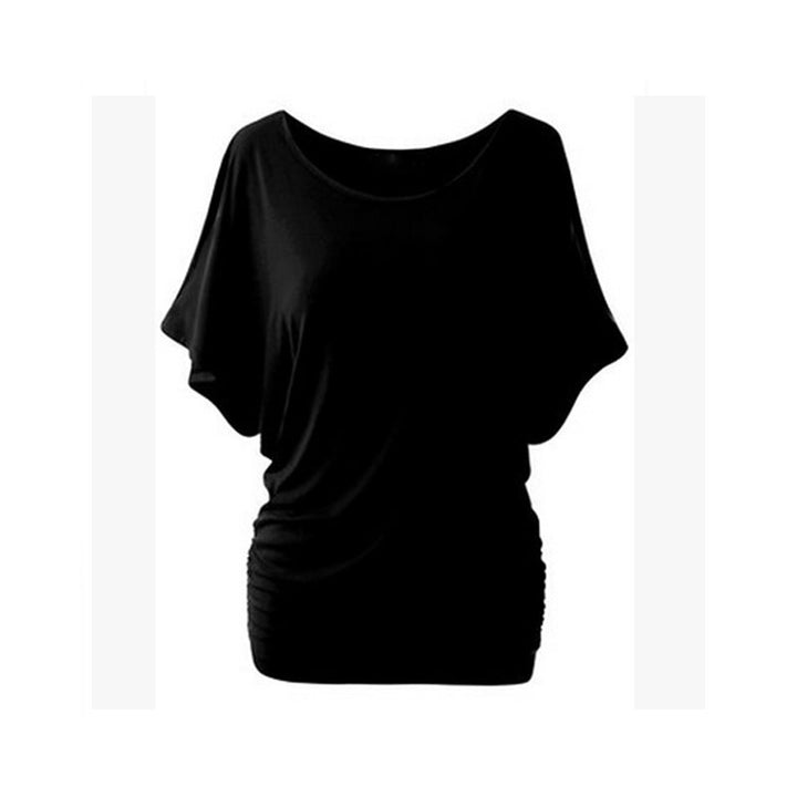 Dame afslappet oversized T-shirt med raffinerede flæsedetaljer Skovae