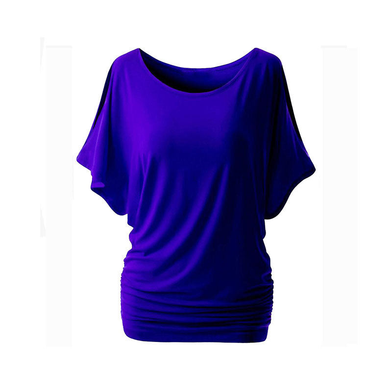 Dame afslappet oversized T-shirt med raffinerede flæsedetaljer Skovae