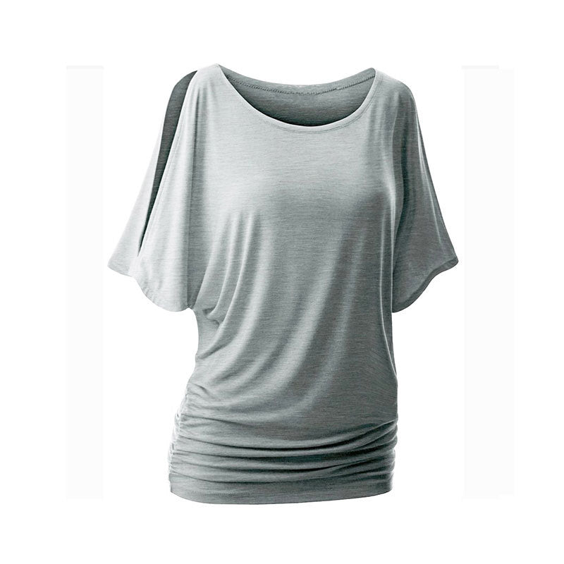Dame afslappet oversized T-shirt med raffinerede flæsedetaljer Skovae