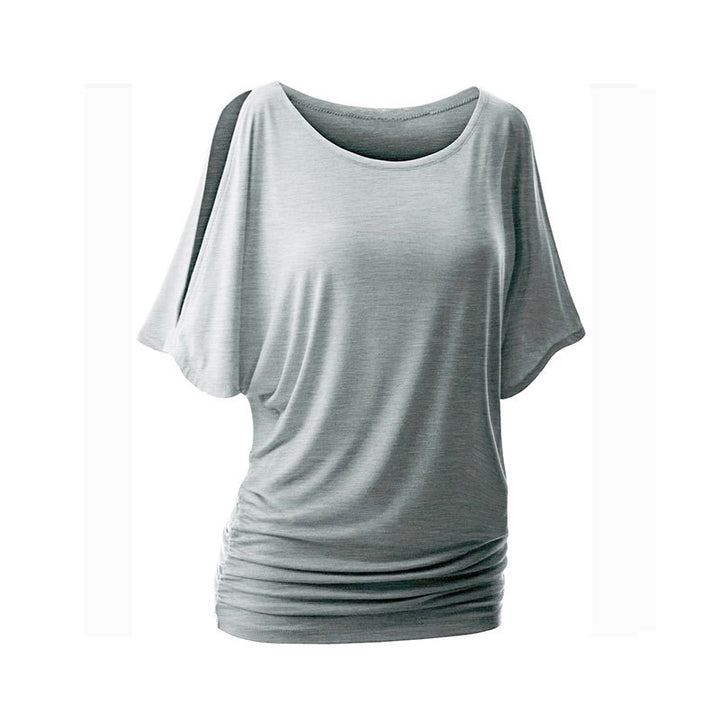 Dame afslappet oversized T-shirt med raffinerede flæsedetaljer Skovae