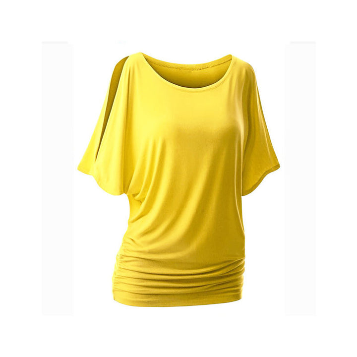 Dame afslappet oversized T-shirt med raffinerede flæsedetaljer Skovae