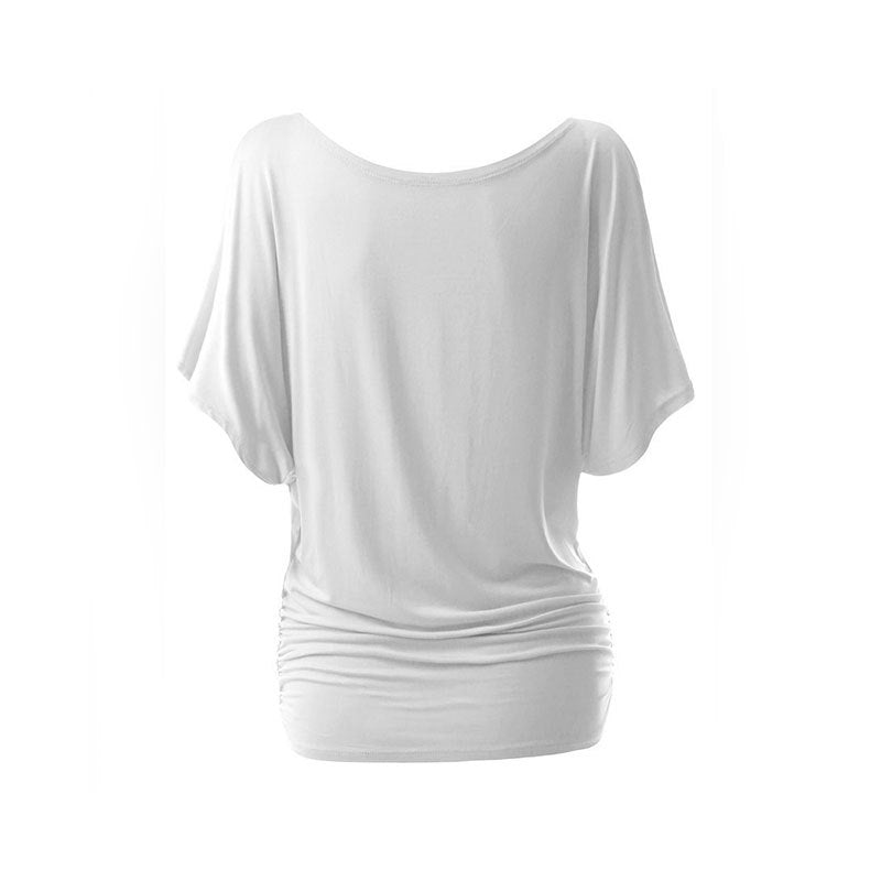 Dame afslappet oversized T-shirt med raffinerede flæsedetaljer Skovae