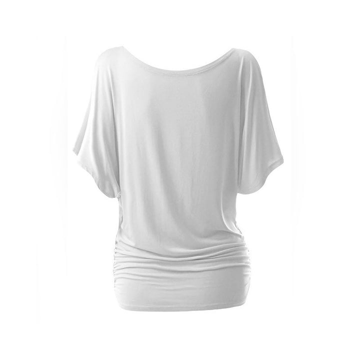 Dame afslappet oversized T-shirt med raffinerede flæsedetaljer Skovae