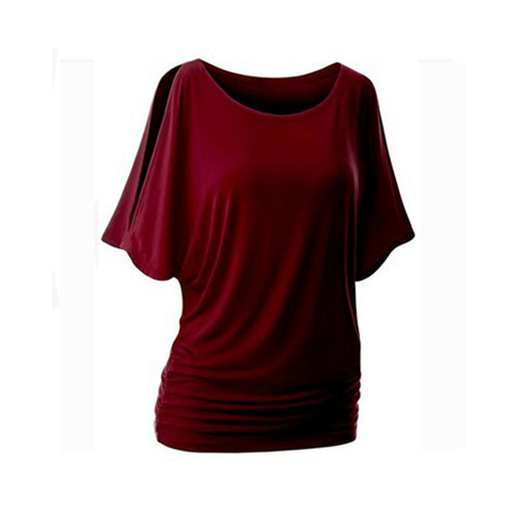 Dame afslappet oversized T-shirt med raffinerede flæsedetaljer Skovae