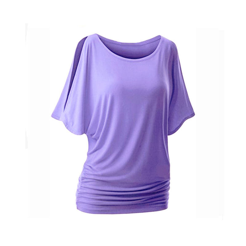 Dame afslappet oversized T-shirt med raffinerede flæsedetaljer Skovae