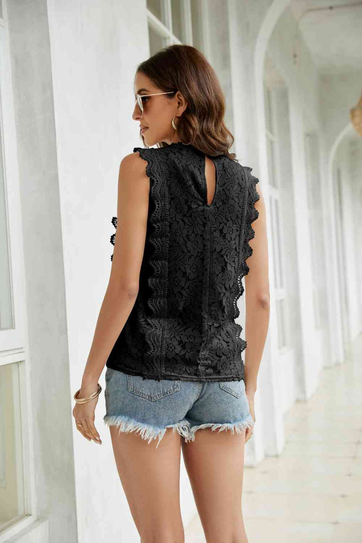Stilla | Scalloped Keyhole V-hals Tank