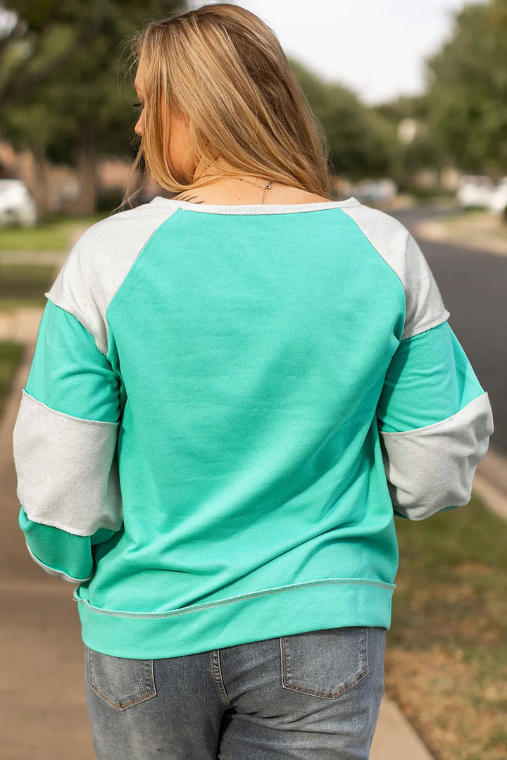 Stilla | Sweatjakke Farveblok Med Lange Ærmer i Størrelse Oversize Med Synlige Sømmer