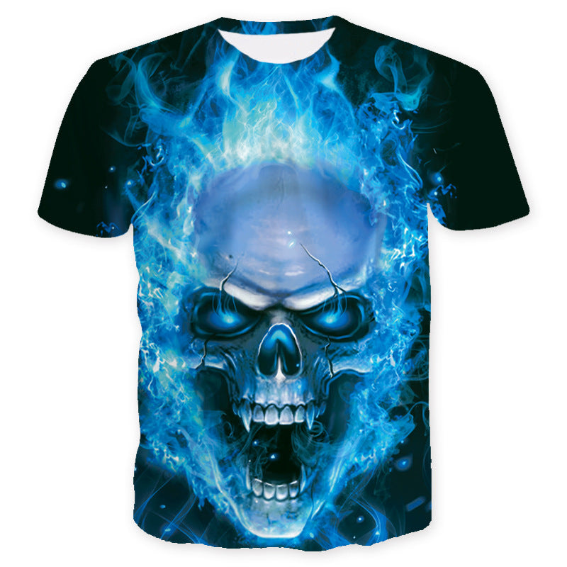 Herrer T-shirt med imponerende kraniumdesign og livligt farvespil Stilla