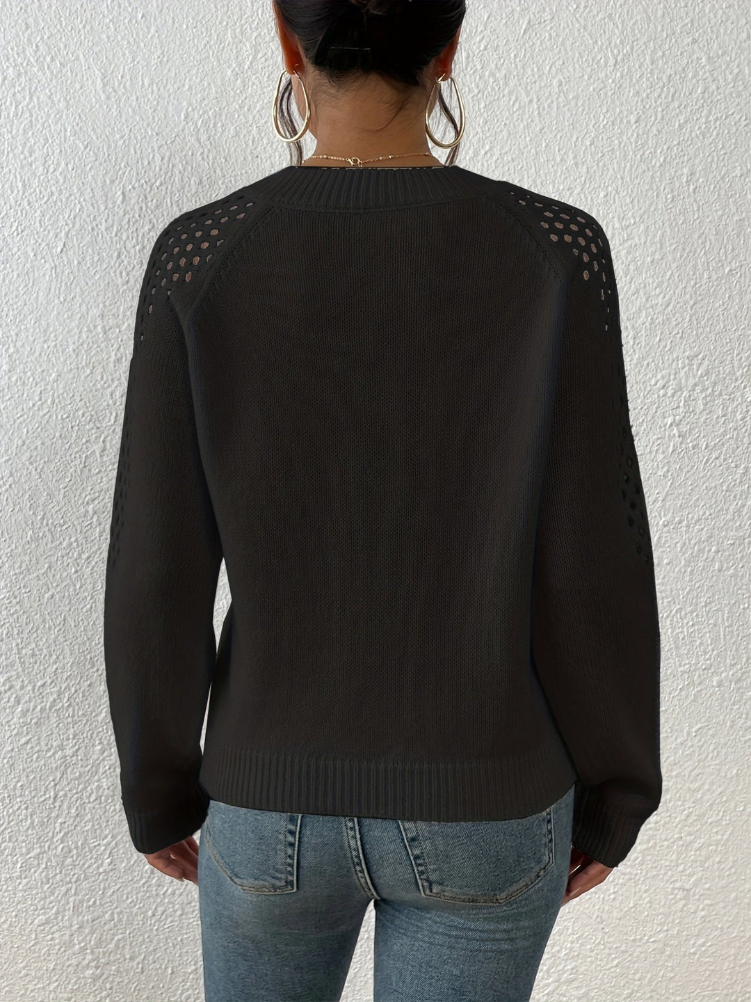Stilla | Stort Sweater Med Lange Ærmer, V-udskæring Og Skulderåbninger