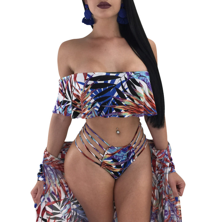 Dame bandeau-bikini-sæt med moderne frynse-top og lavtaljede bikini-trusser Stilla
