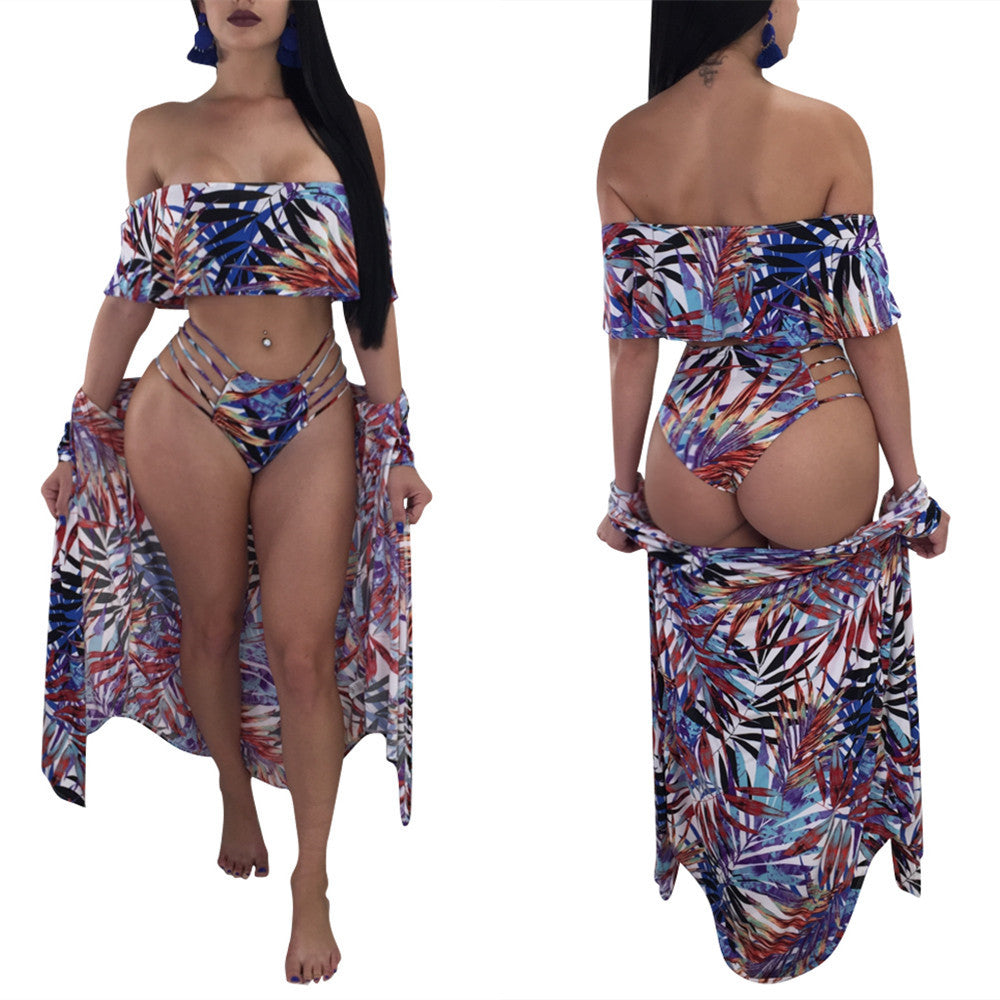 Dame bandeau-bikini-sæt med moderne frynse-top og lavtaljede bikini-trusser Stilla