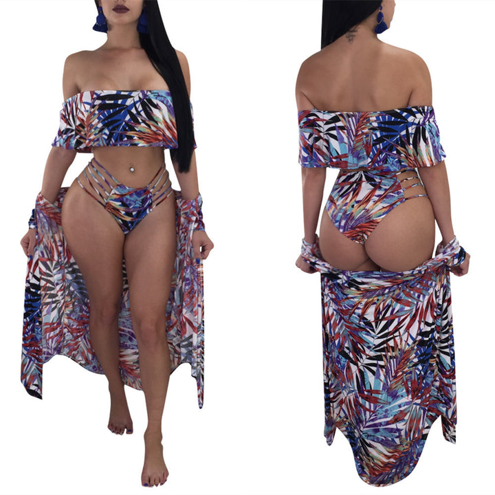Dame bandeau-bikini-sæt med moderne frynse-top og lavtaljede bikini-trusser Stilla