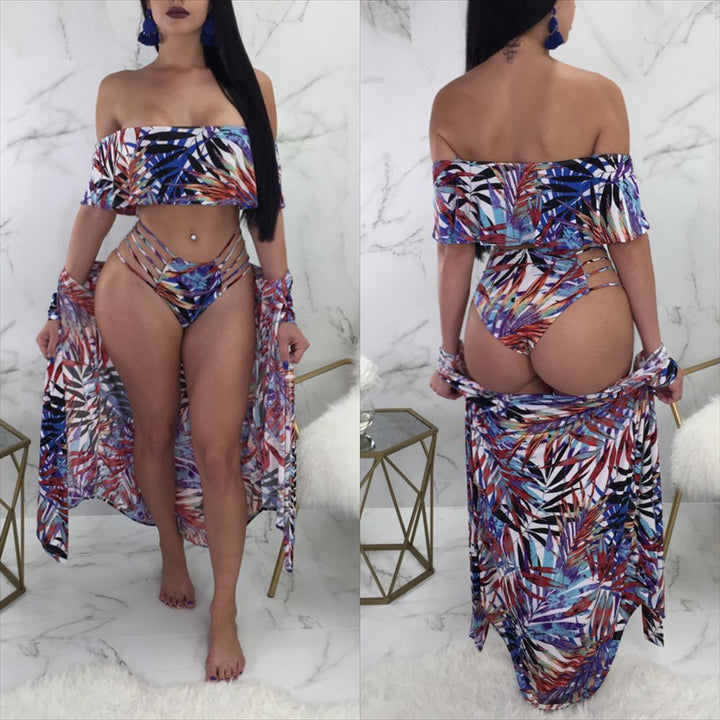 Dame bandeau-bikini-sæt med moderne frynse-top og lavtaljede bikini-trusser Stilla