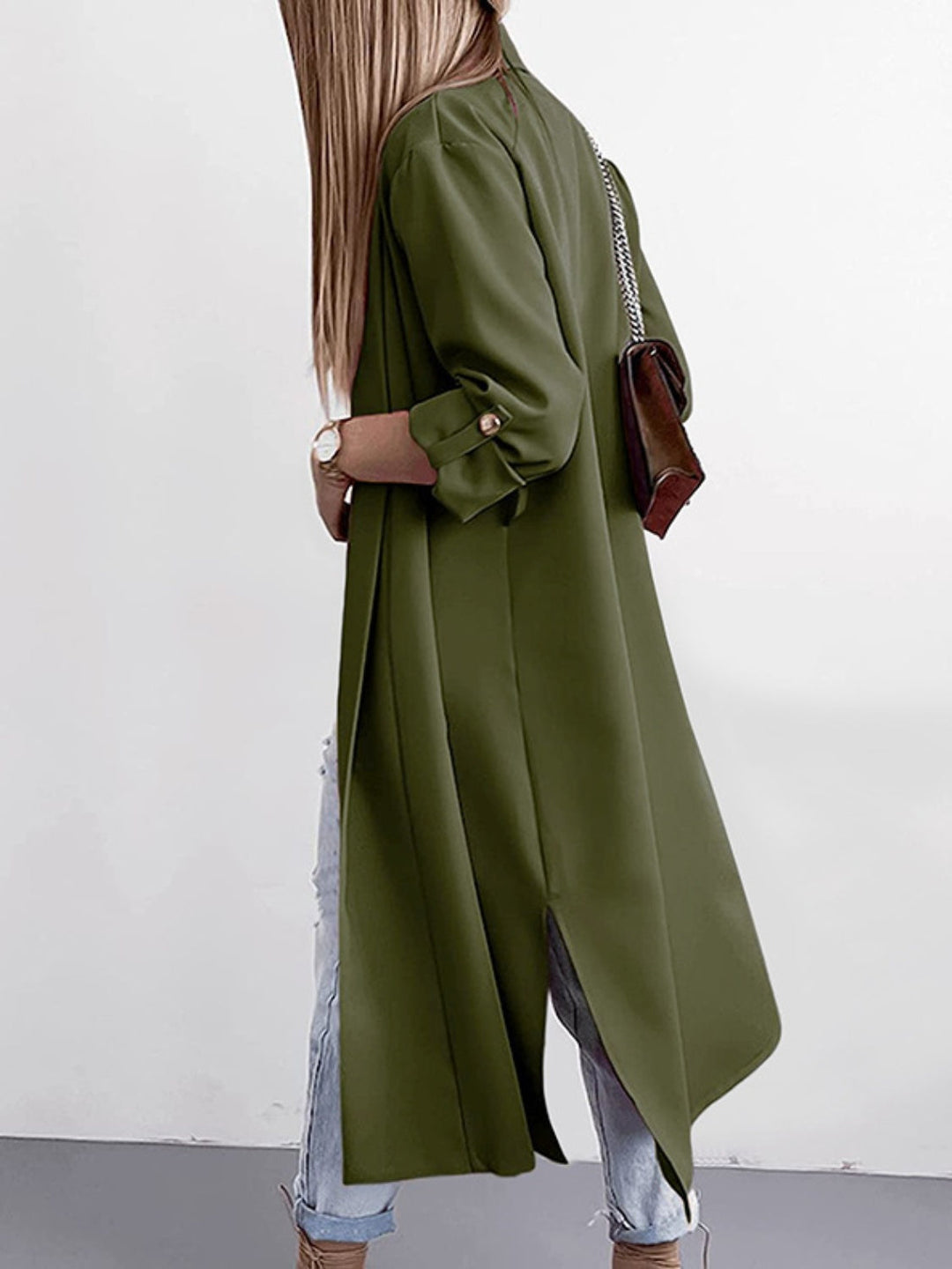 Stilla | Åben Front Rulle-Tab Ærme Trench Coat