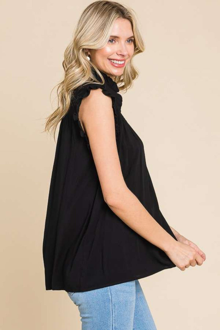Stilla | Code Full Size Frynse Kante Smocked Ærmeløs Top
