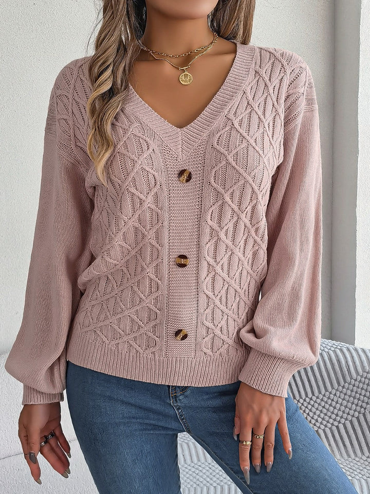 Stilla | Strikket V-hals lanterneærme sweater