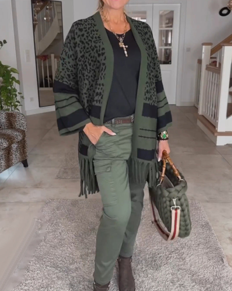 Stilla | Cardigan med leopardmønster