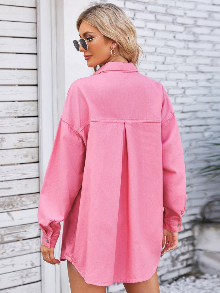 Stilla | Snap Down Dropped Shoulder Denim Skjortejakke