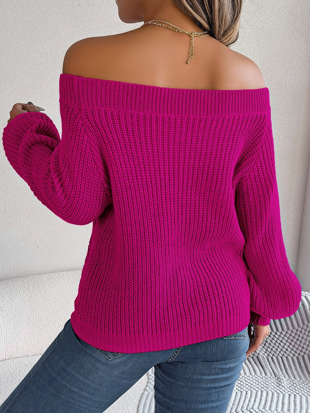 Stilla | Off-Shoulder Lange Ærme Sweatshirt