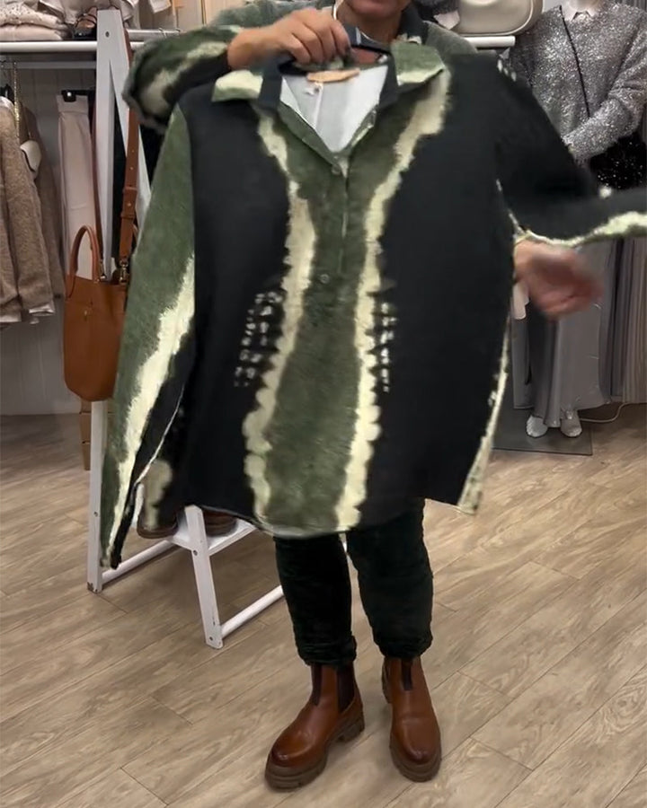 Stilla | Revers Retro Farveblok Lange Ærmer