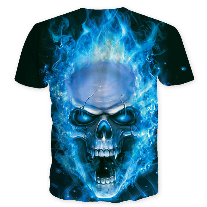 Herrer T-shirt med imponerende kraniumdesign og livligt farvespil Stilla