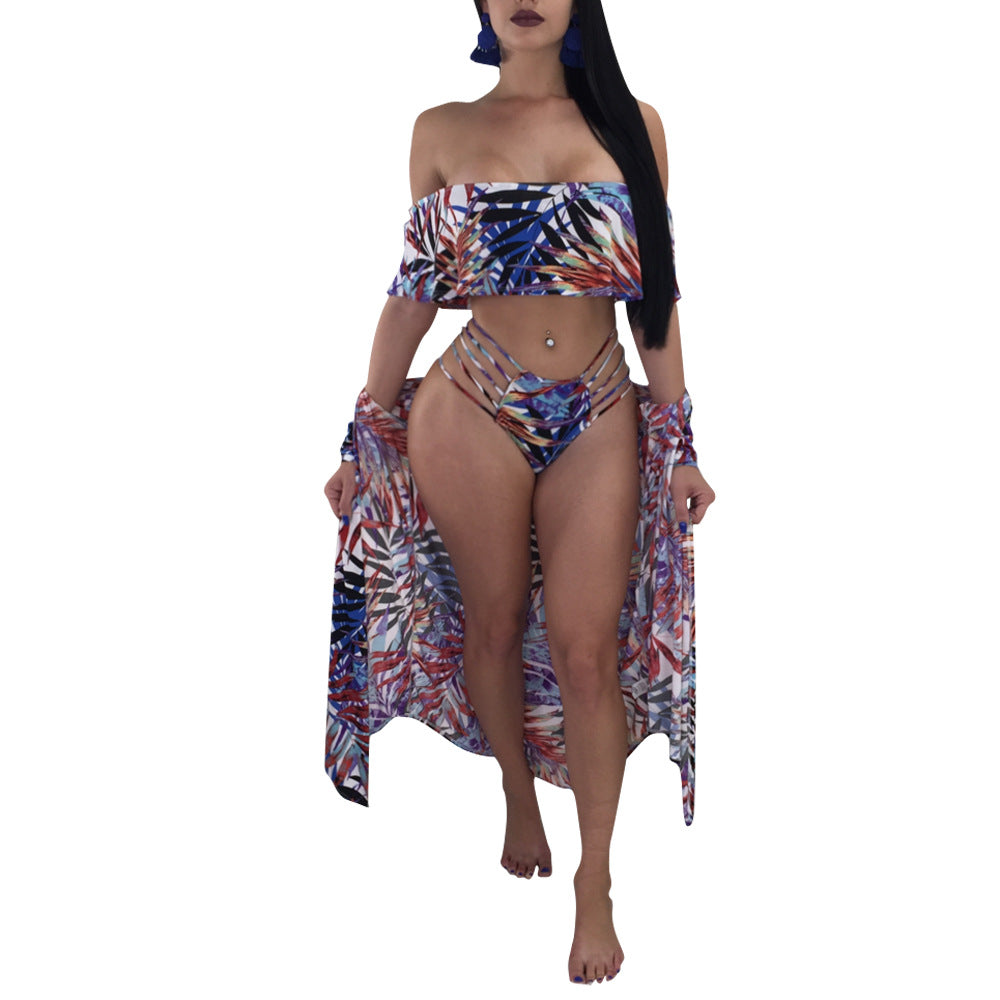 Dame bandeau-bikini-sæt med moderne frynse-top og lavtaljede bikini-trusser Stilla