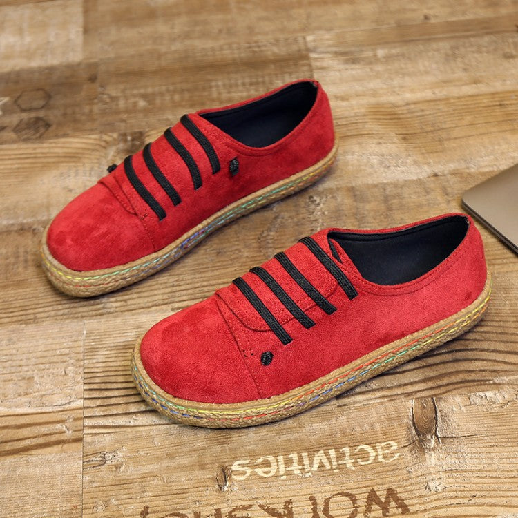 Dame nan lav sneaker espadrille med velourlæder-look, elastiske snørebånd og flettet jute-sål Skovae