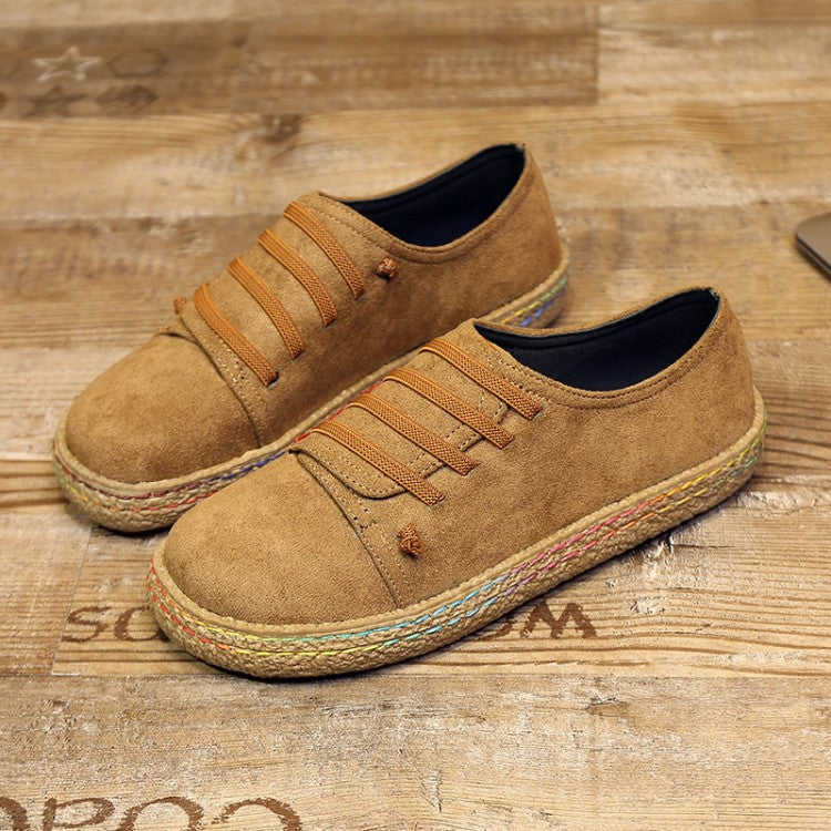 Dame nan lav sneaker espadrille med velourlæder-look, elastiske snørebånd og flettet jute-sål Skovae