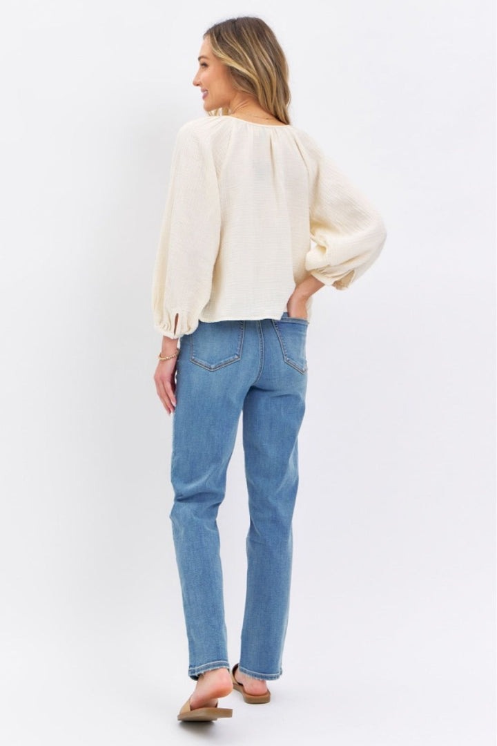 Stilla | Blå Fuld Størrelse Høj Talje Straight Jeans
