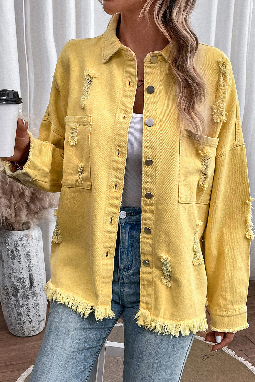 Stilla | Knap-Op Raw Hem Denim Jacket