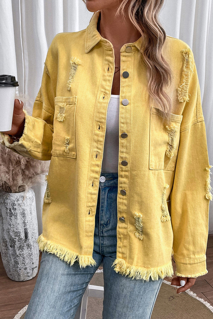 Stilla | Knap-Op Raw Hem Denim Jacket
