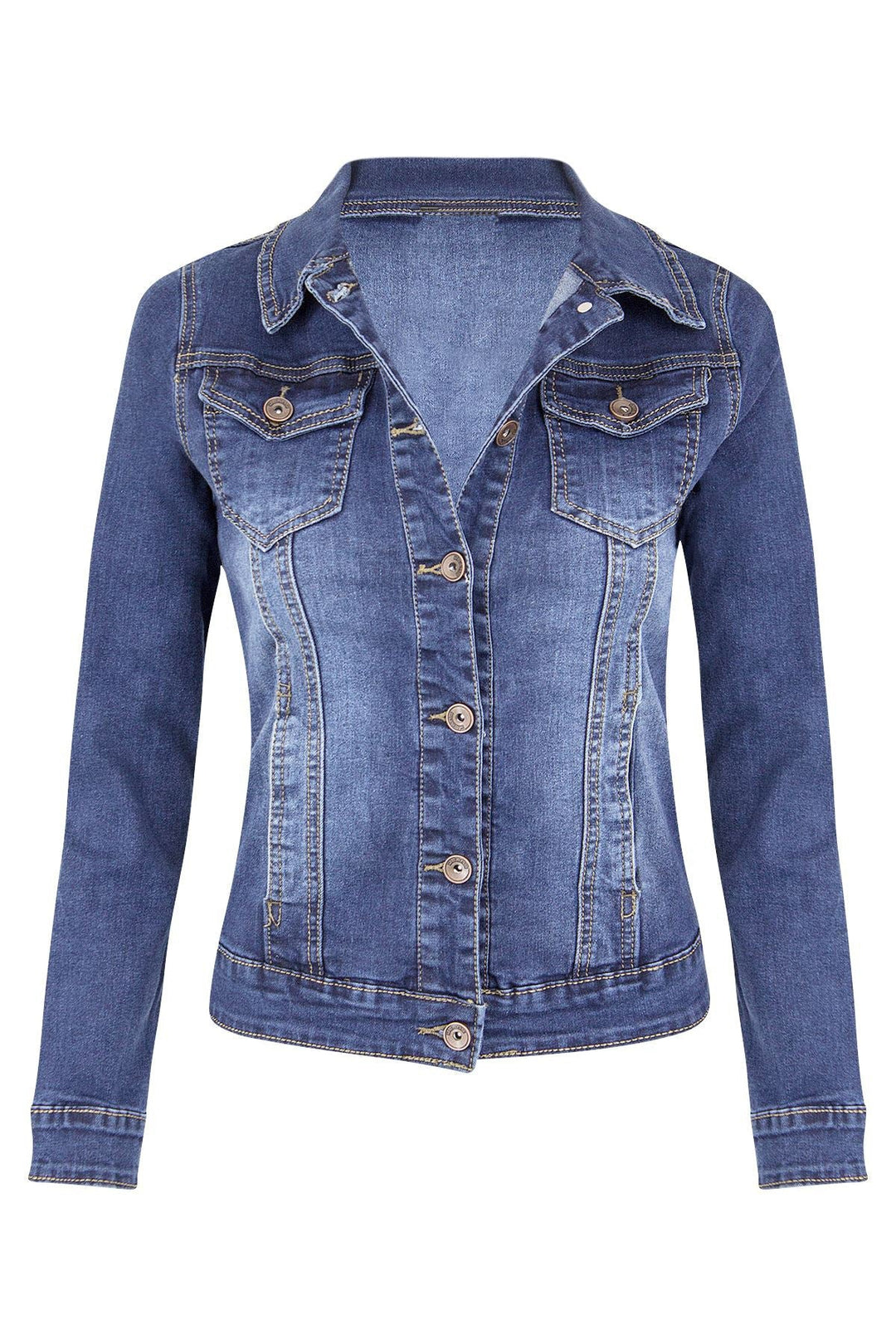 Stilla | Vinter Korte Slim-Fitting Biker Stretch Denim Jakke Jakke Denim Jakke