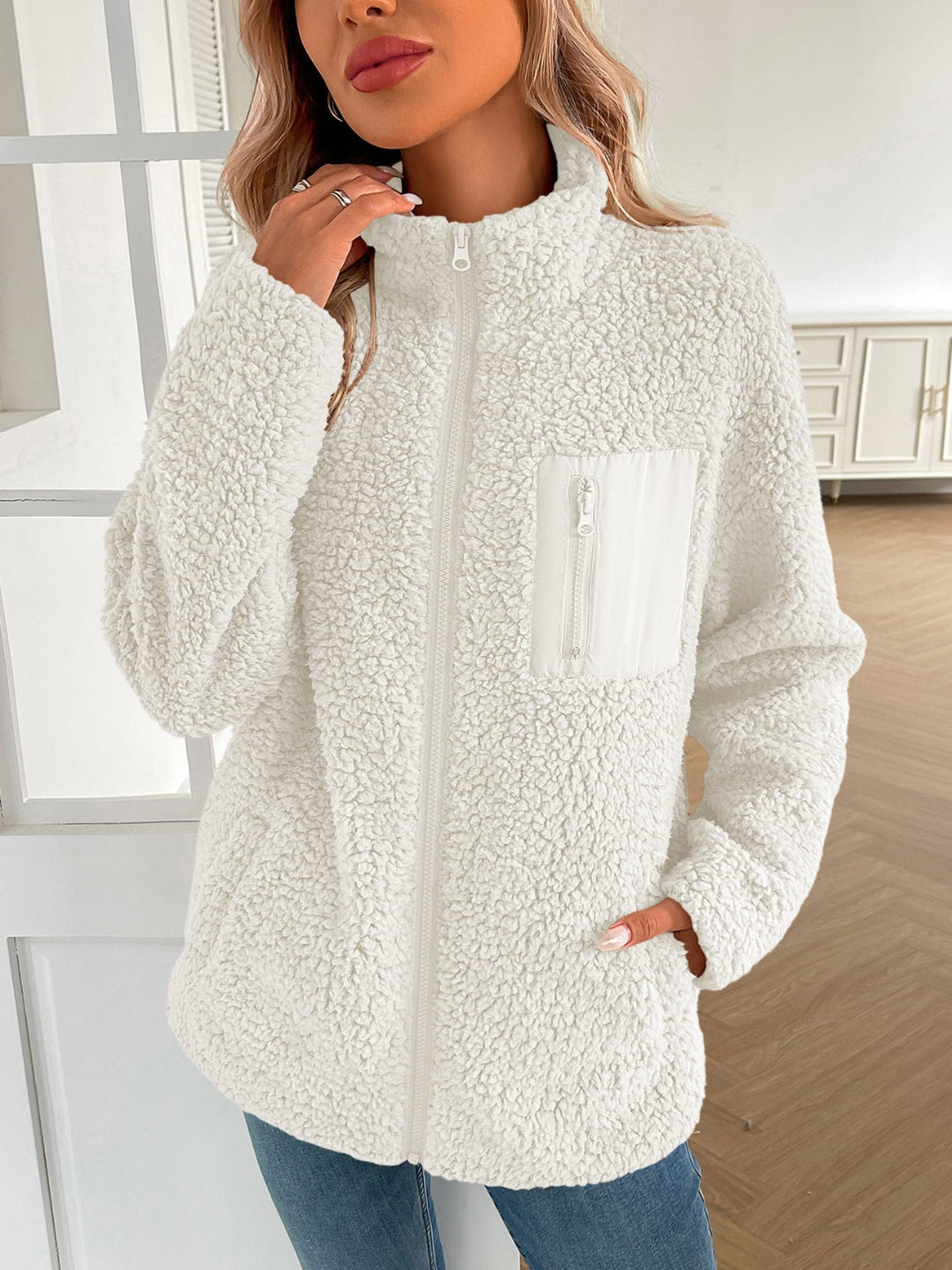 Stilla | Lane Zip Up Langærmet Fuzzy Jakke