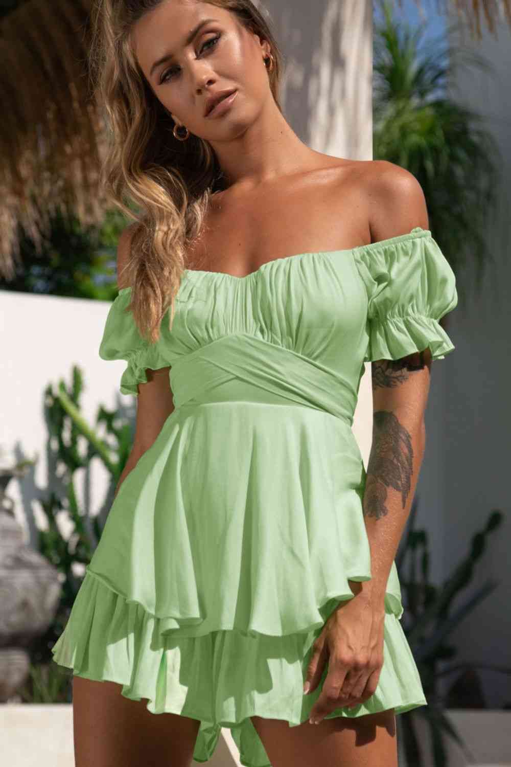Stilla | Skulder Flounce Ærme Romper