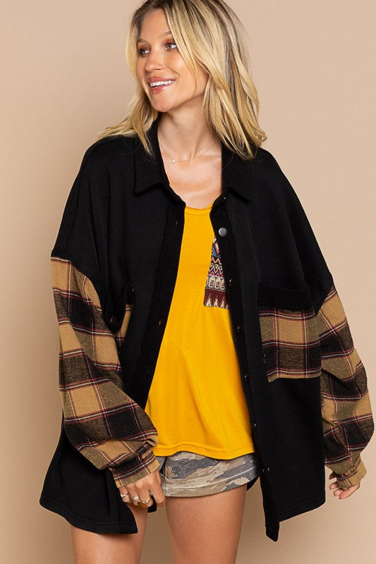Stilla | Skjortejakke Med Plaid Detaljeærmer