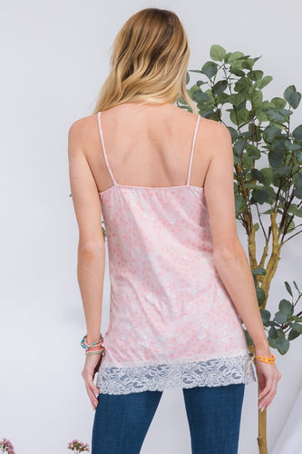 Stilla | Full Size Blonde Kant Blomstret Cami