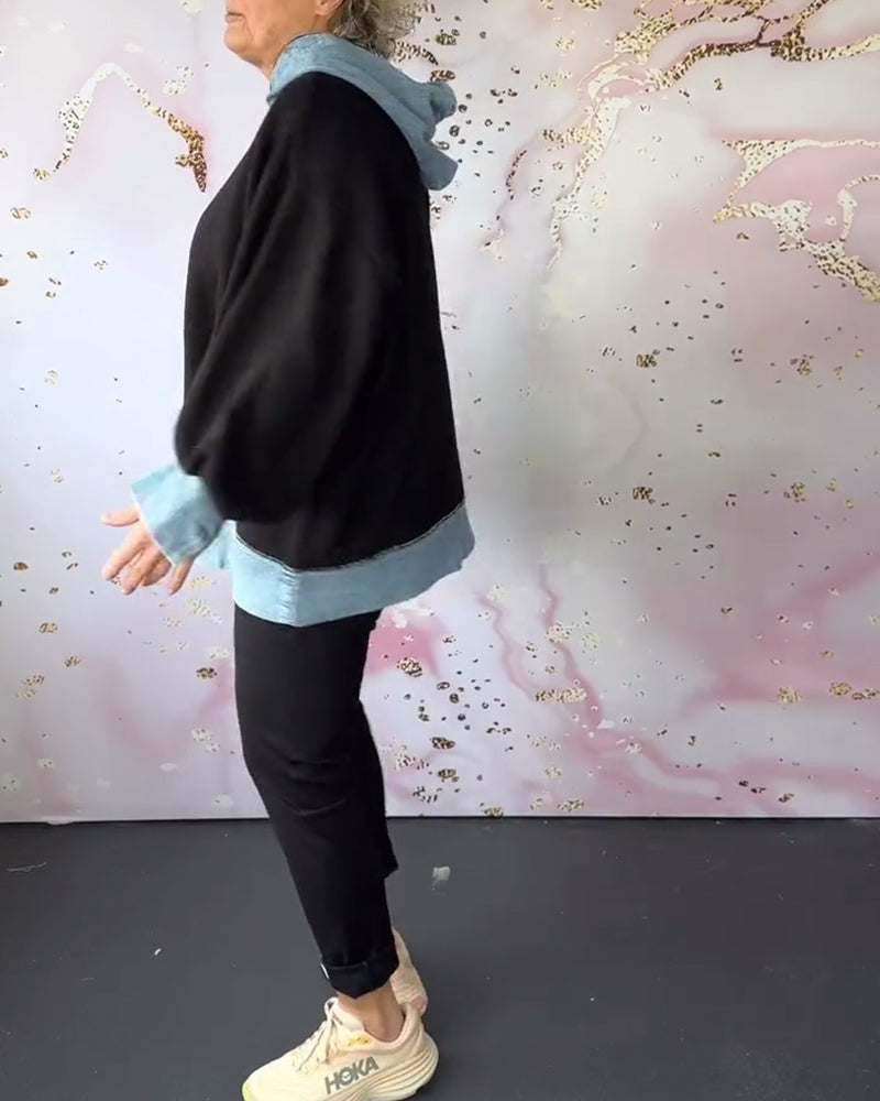 Stilla | Hoodie med lanternærmer i kontrastfarve