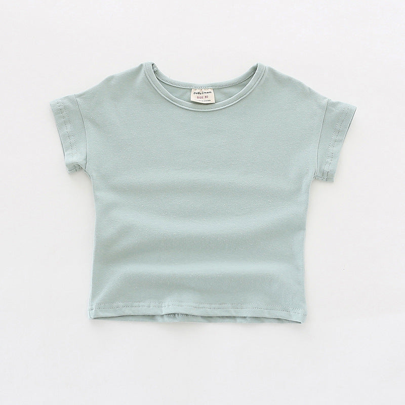 Pige Basis Bomulds Rundhals T-shirt Stilla