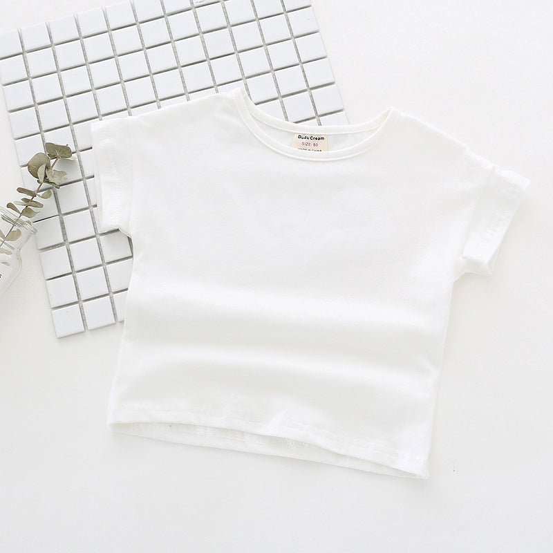 Pige Basis Bomulds Rundhals T-shirt Stilla