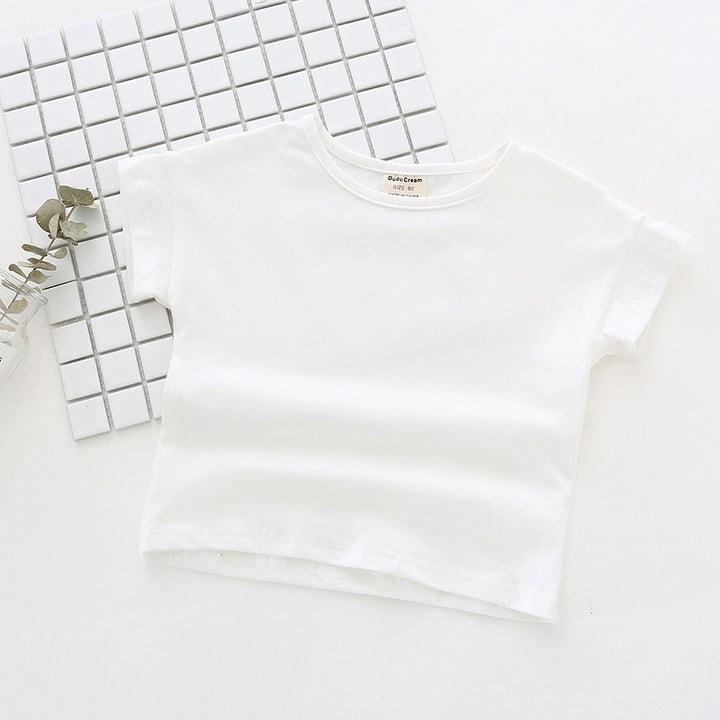 Pige Basis Bomulds Rundhals T-shirt Stilla