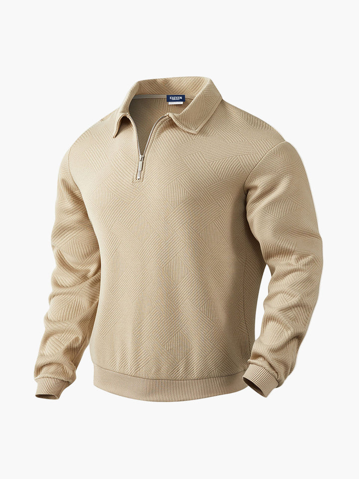 Stilla | Halv-Zip Pullover med Strukturmønster - Smart-Casual Stil til Hverdag og Kontor