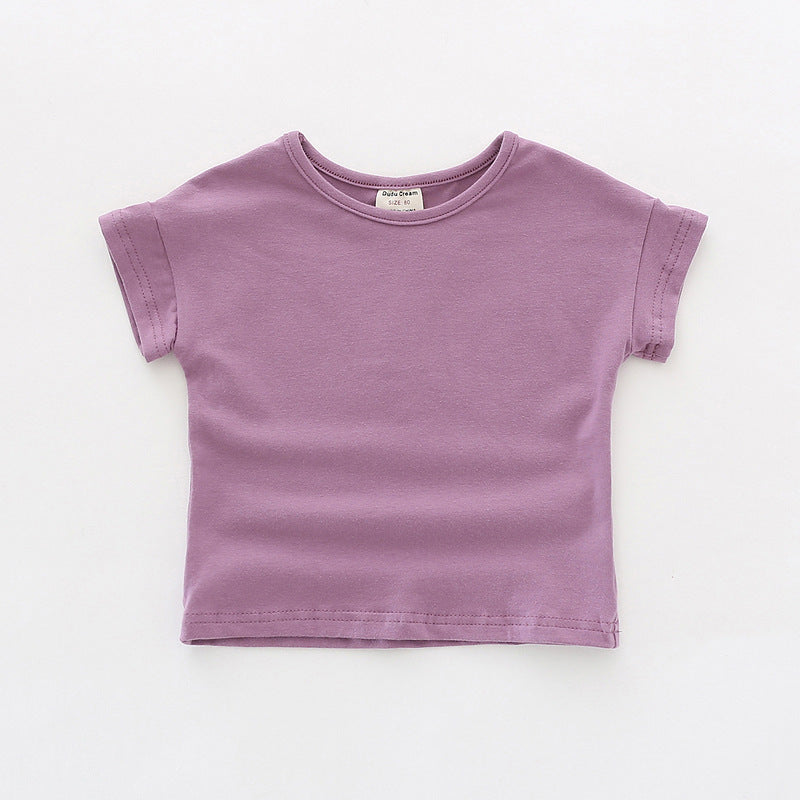 Pige Basis Bomulds Rundhals T-shirt Stilla