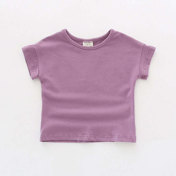 Pige Basis Bomulds Rundhals T-shirt Stilla