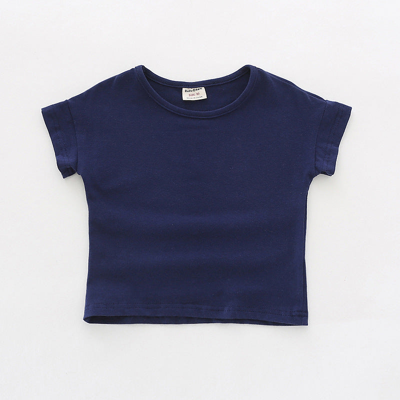 Pige Basis Bomulds Rundhals T-shirt Stilla