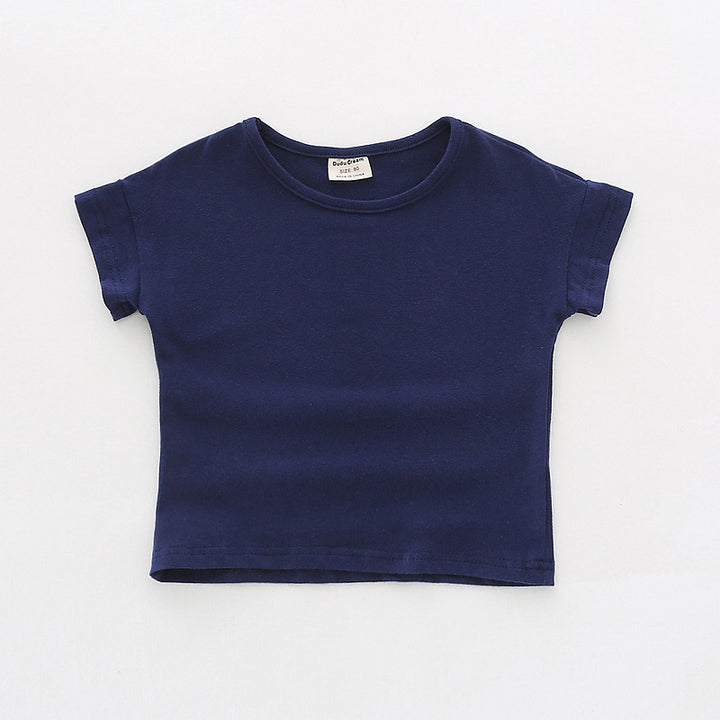 Pige Basis Bomulds Rundhals T-shirt Stilla