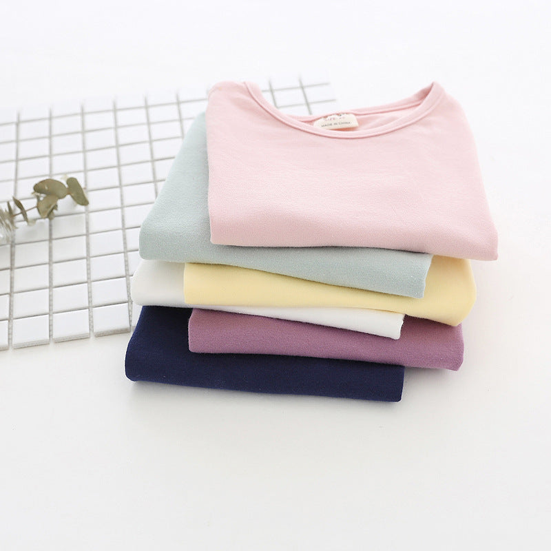 Pige Basis Bomulds Rundhals T-shirt Stilla