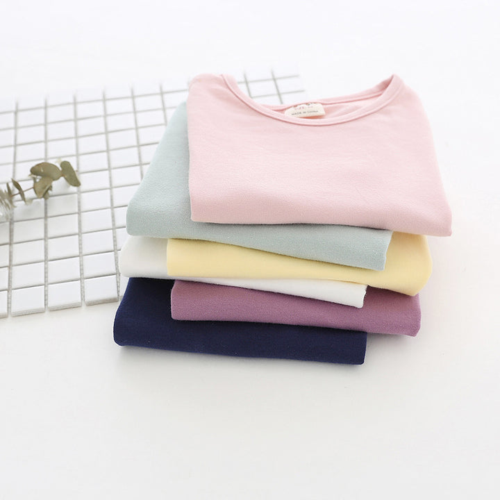 Pige Basis Bomulds Rundhals T-shirt Stilla
