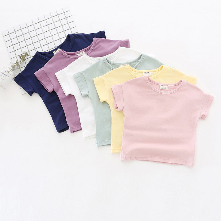 Pige Basis Bomulds Rundhals T-shirt Stilla